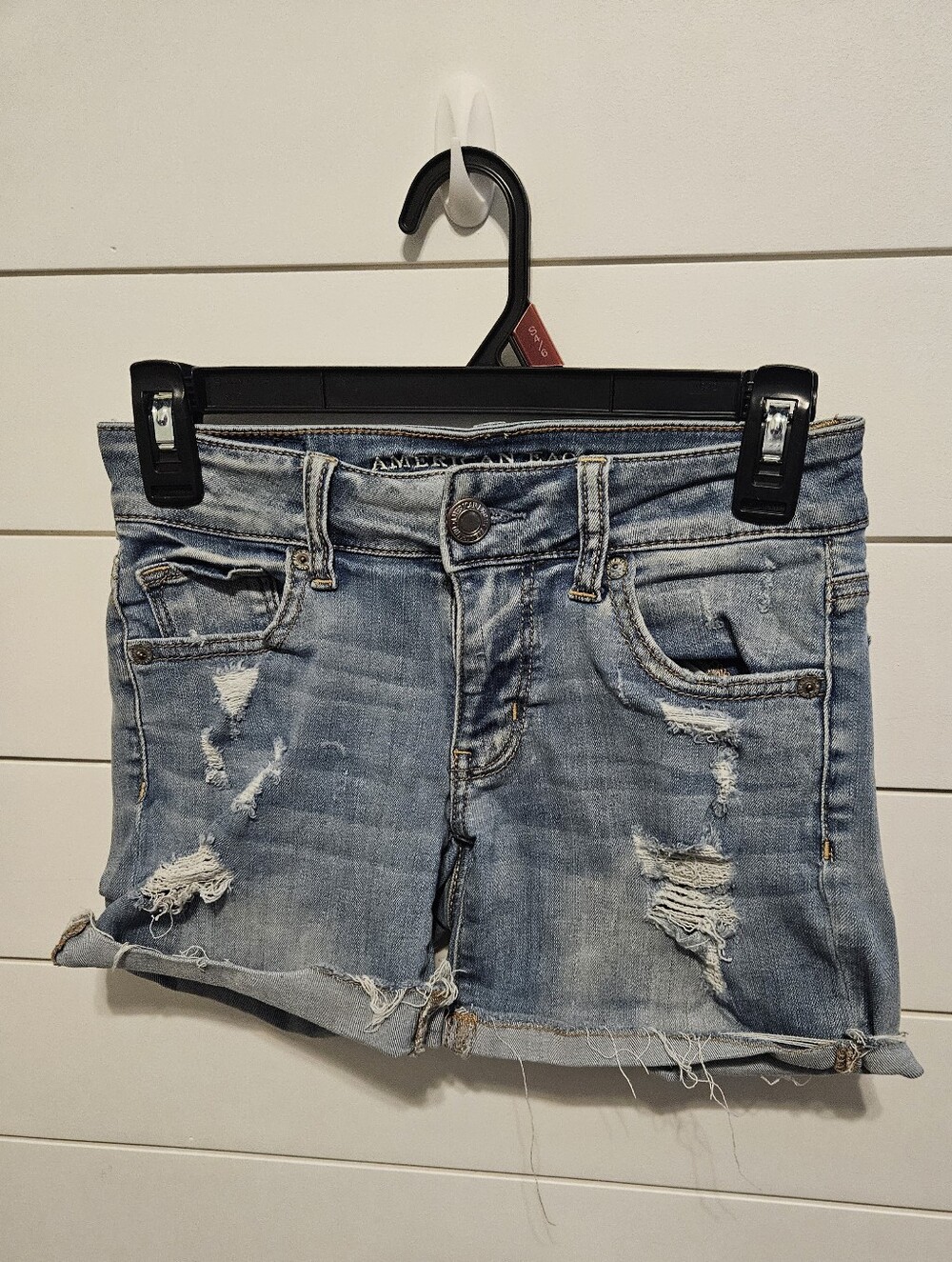 American Eagle Outfitters Light Blue Distressed Denim Shorts